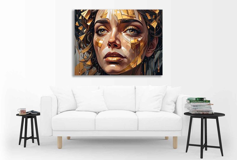 0290 Golden Lady Drips Canvas Wall Art
