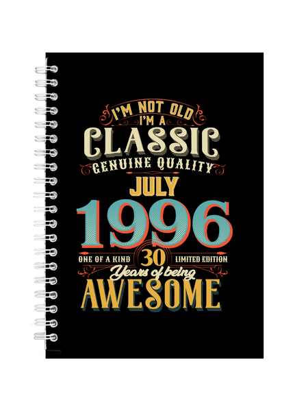 30 Years Old Born July 1996 Birthday Writing Book Notepad Notebook A4