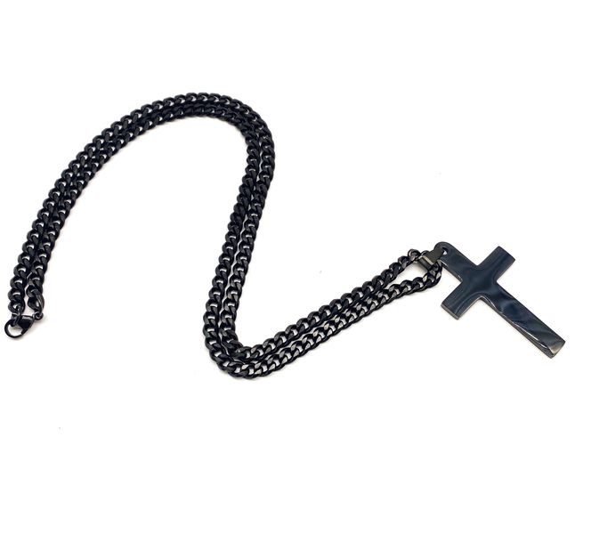 Fabulae Men's Black Steel Cross Chain, James