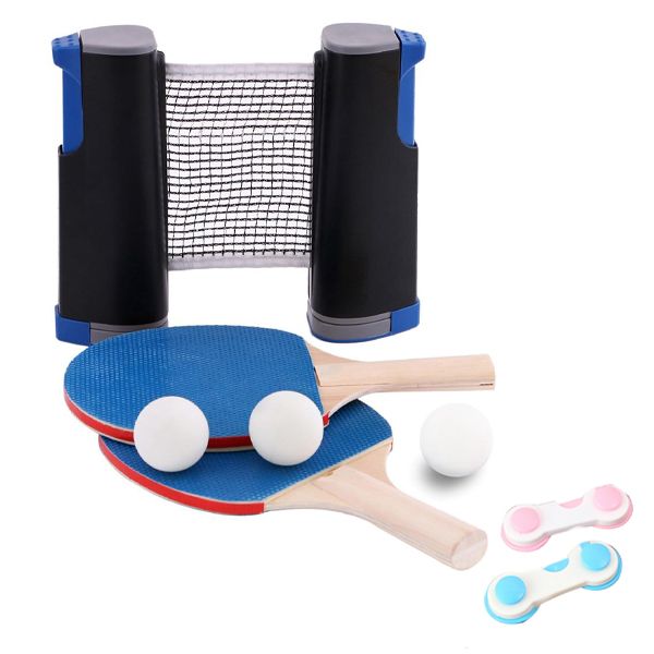 Blue Retractable Everywhere Table Tennis Set &amp; 2 Child lockers