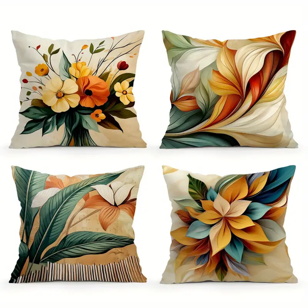 4 Piece Set Vintage Floral Pillow Covers