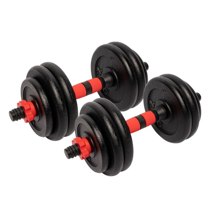 Cast Iron Dumbbell Set 30KG Black/Red Shop Today. Get it Tomorrow