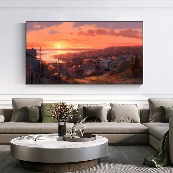 Canvas Wall Art - Township Sunset Abstract - 0305
