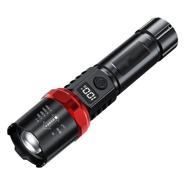 White Laser Flashlight, Portable Zoomable Rechargeable LED Outdoor Lighting