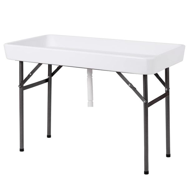 Ice Cooler Table Foldable Bar Table Outdoor Picnic Table &amp; Drain for Events