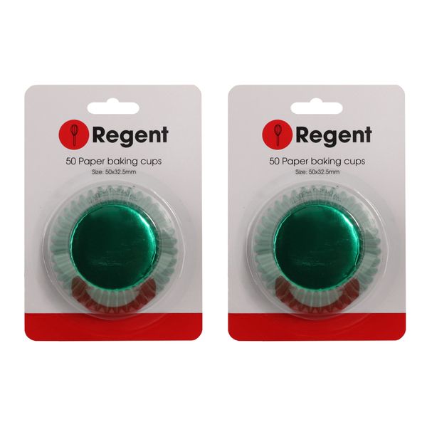 Regent Cake Cups Green Foil - 50 x 32.5mm 2 Pack 100 Pieces