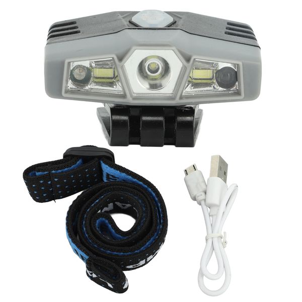 COB LED Headlamp Dual Mode Waterproof Grey