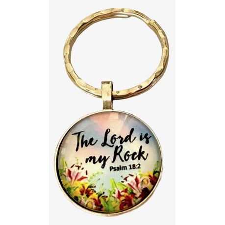 Keyring with Christian Quote - The Lord is my Rock Psalm 18:2 Image