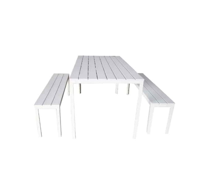 Table and Bench Set White