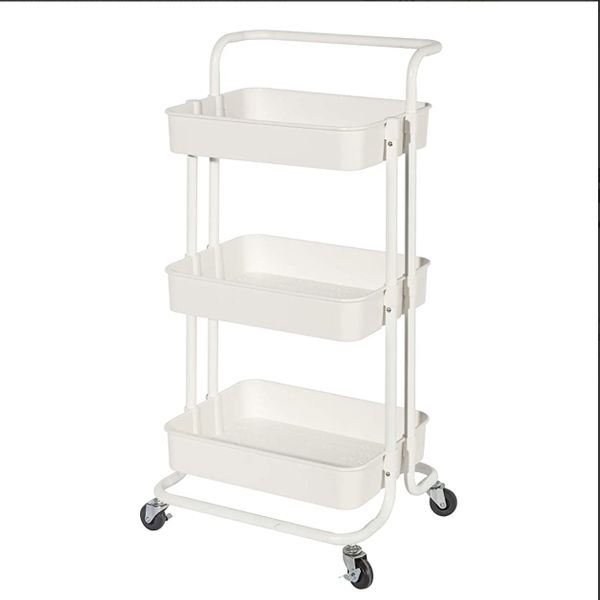 3 Tier Metal Utility 360 Rolling Cart Trolley