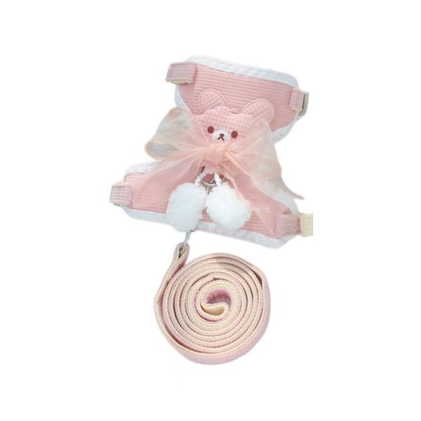 Cat Towing Rope Walking Cat Rope Vest Style Strap Tie - Pink
