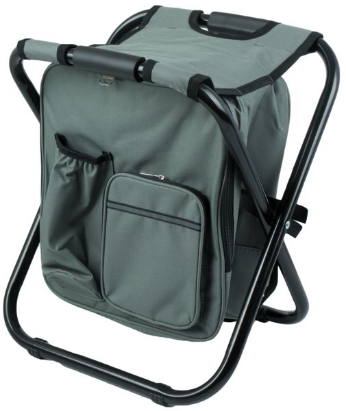 Folding Camping Stool with Built-in Cooler Bag &amp; Shoulder Straps