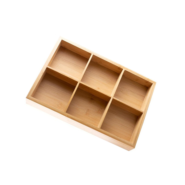 Wooden Candy Serving Tray With 6 Compartment Organizer - 33 x 22 x 5cm - JC-137