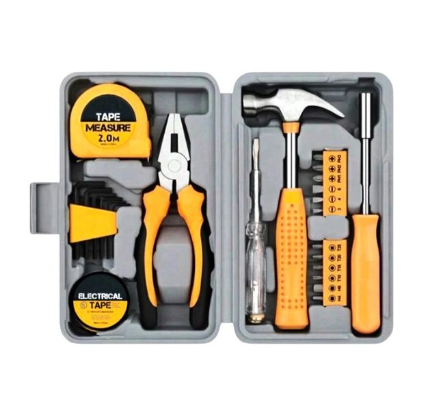 24-Piece Steel Household Tool Box Set - Yellow