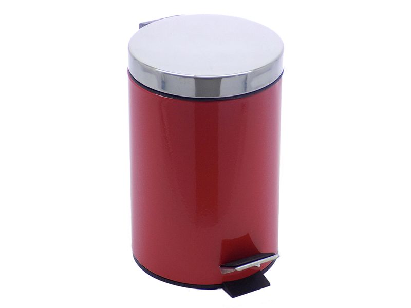 Elegant 3-Litre Red Pedal Bin with Silver Lid