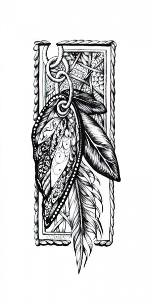 Tattoo - Waterproof High-Quality Skin Safe - Key Chain Feathers