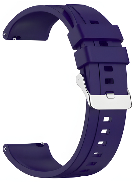 Silicone Strap Compatible with Garmin Vivoactive 5 with Silver buckle -Navy