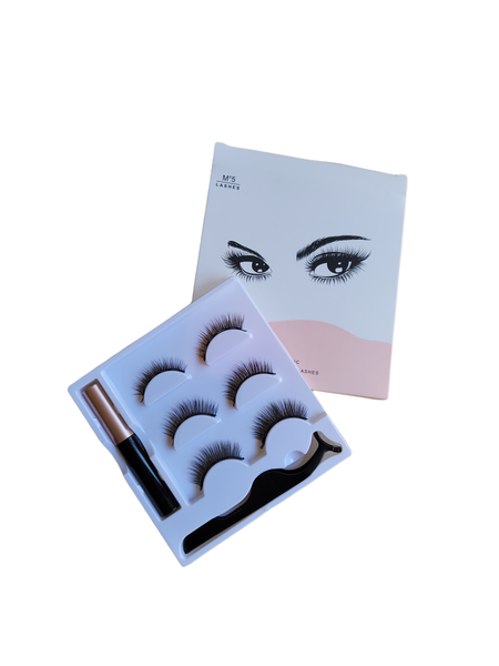3 Pairs of Reusable Magnetic Eyelash with Applicator &amp; Liner