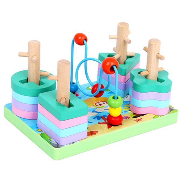 Geometry Shape Block Early Educational Intelligence Tower Block Toy -Pink