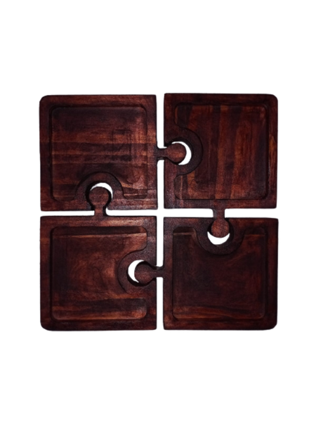 Dark Stained Puzzle Snack Tray
