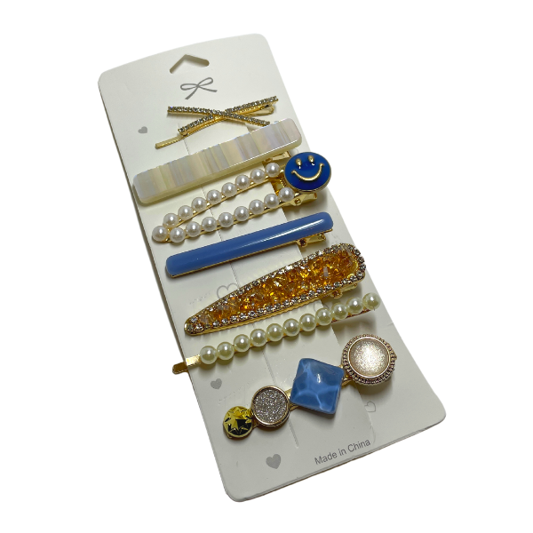 7 Pieces Blue/White Pearl and Beads Hair Clip Set Shop Today. Get it Tomorrow!