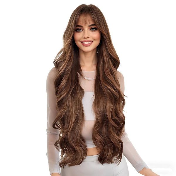 EMMOR 30 Inches Long Lace Wig High Quality Curly Wig With Bangs