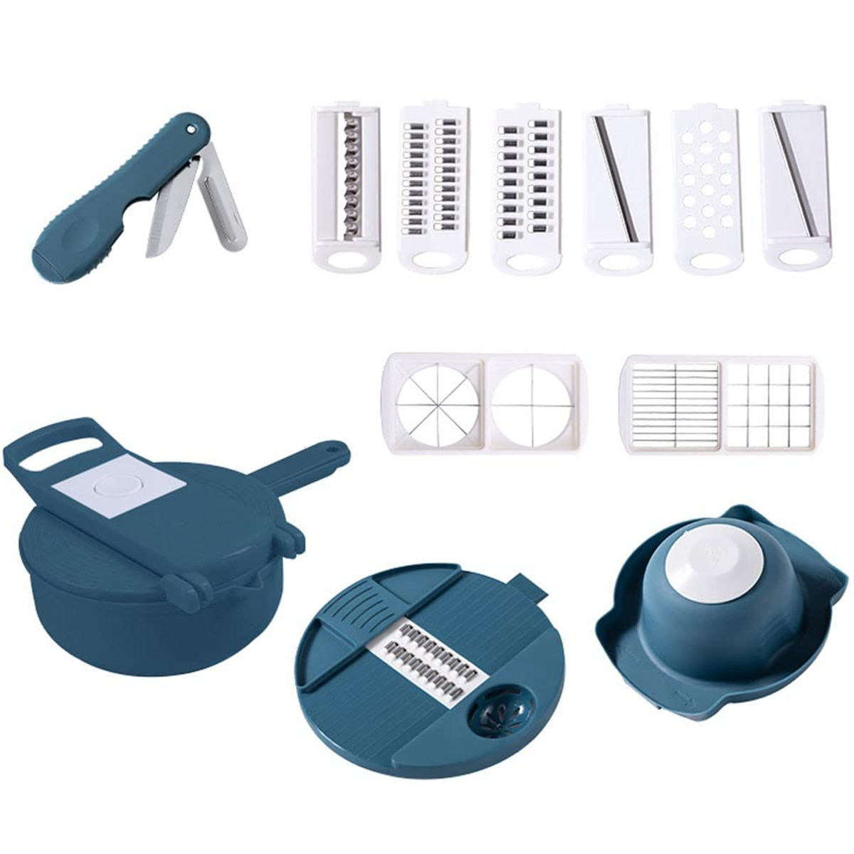 12in1 Vegetable Chopper Multi-Functional Kitchen Slicer with Drainer Basket