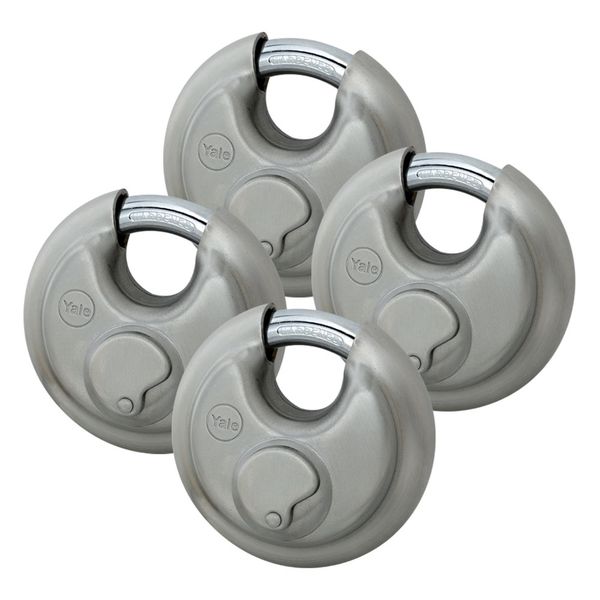 Yale Essential Satin Chrome Padlock 70Mm Quad Pack