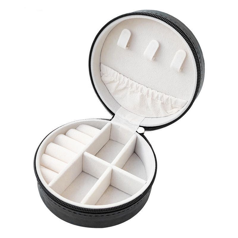 Mini Round Portable Jewelry Box Storage Organizer