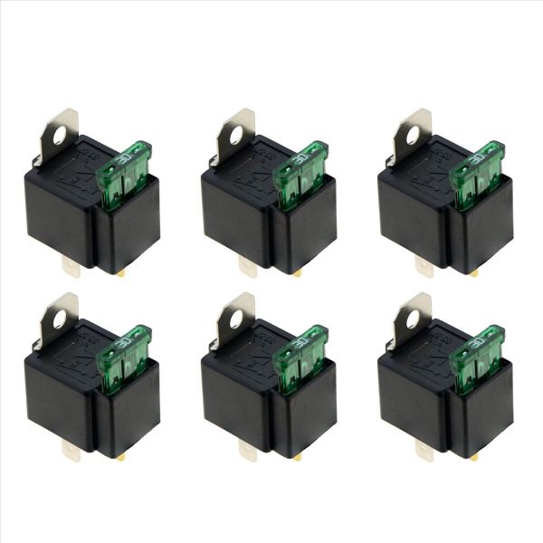 6X 4Pin DC12V 30A Fused On/Off Automotive Fused Relay with Insurance Wire