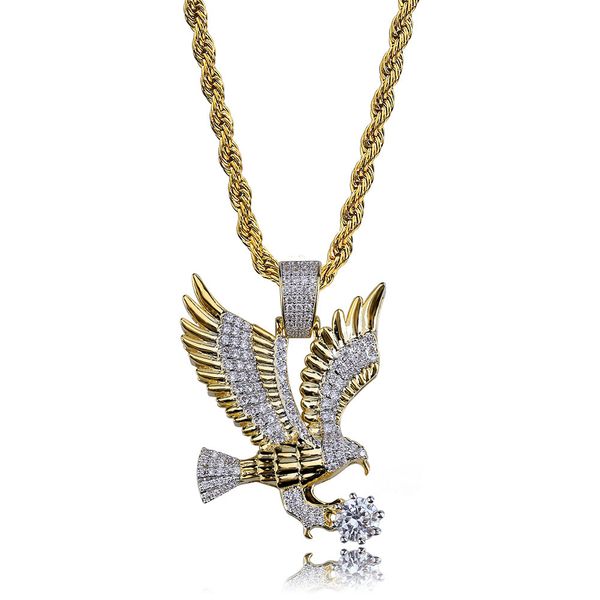 Eagle Hip-Hop Men's Necklace with Diamond-Embedded Pendant