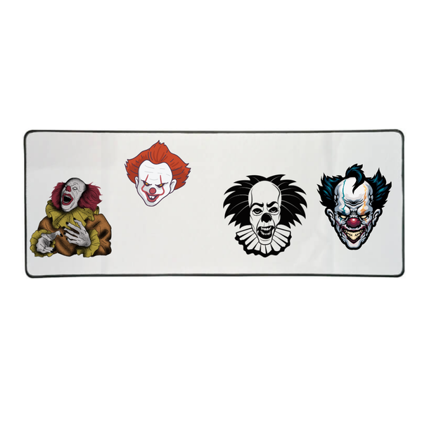 Katz Designs - Long Desk Mouse Pad - Scary Clowns