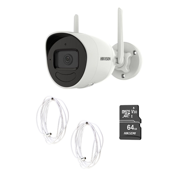 HIKVISION 2MP Outdoor Audio Fixed Bullet WiFi Camera + 64G SD+ Boltex cable