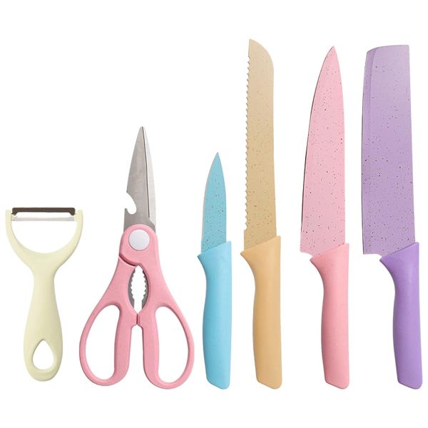 6 Piece Colorful Kitchen Knife Set Chef Boxed Knives Set for Cooking