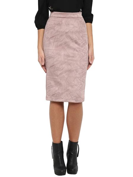 Women's Suede Pencil Skirt Dusty Pink