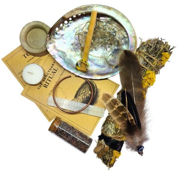 Luxury Smudging Kit with Abalone Shell, Imphepho, Palo Santo, Feather