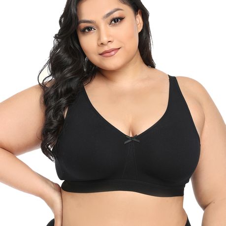 Women's Cotton Full Coverage Wirefree Non-padded Lace Plus Size Bra 48C 