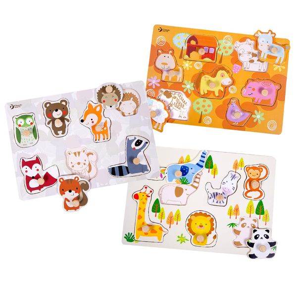 Classic World Wooden Animal Peg Puzzle Set