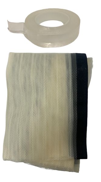 Cream White Magnetic Mesh Screen Door with Double-Sided Ivy Grip Tape