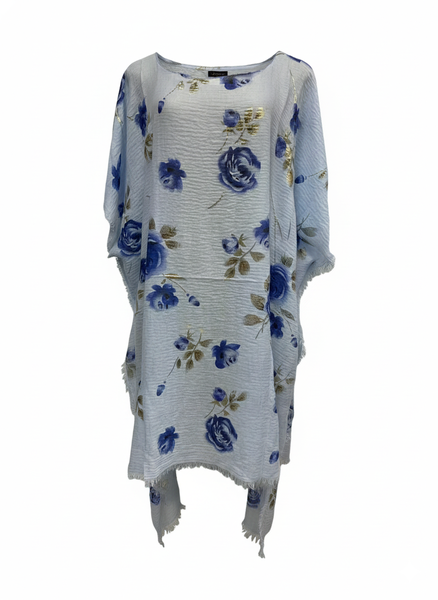 New Fashion Soft and Cool Roses Print With Gold Flower Free Size Poncho