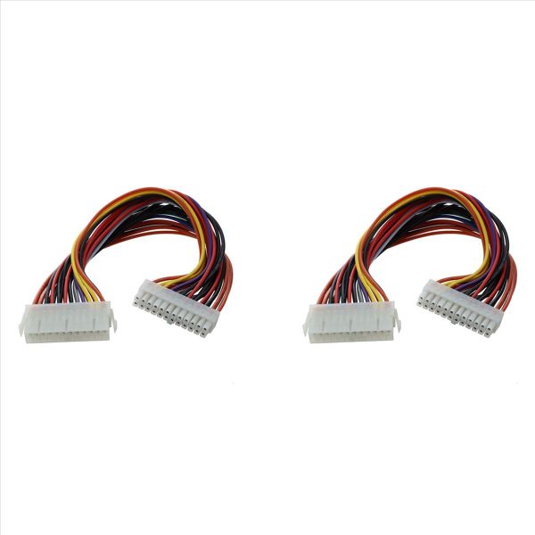 2pcs 29 5cm Computer PSU ATX 24 Pin Male to Female Extension Power Cable