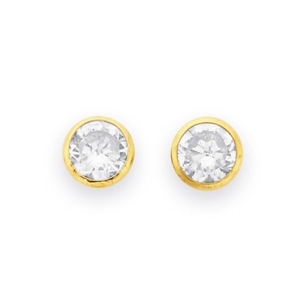Broadway Jewellers - 9ct Yellow Gold Cubic Zirconia Round Bezel Stud Earrings