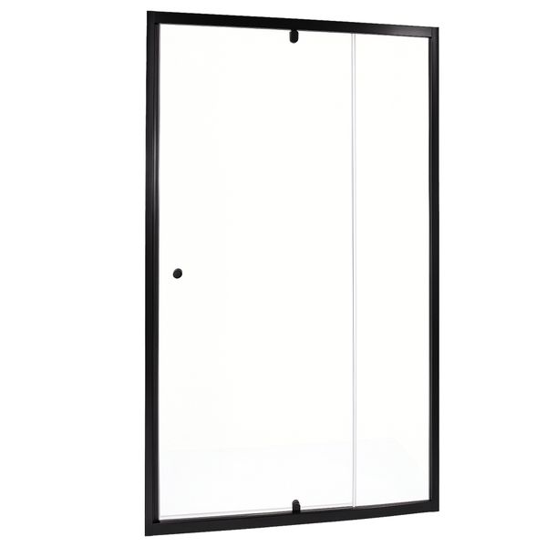 Adjustable Pivot Shower Door, Black Frame/Clear Glass 1050mm-1200mm