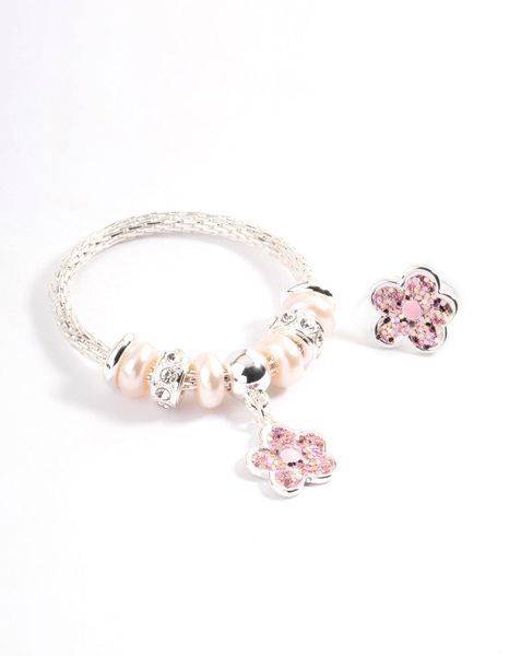 Kids Glitter Flower Bracelet &amp; Ring Pack