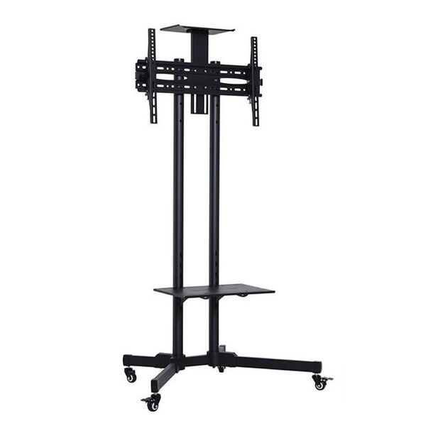 Black - Floor TV Mount Stand with 4 Wheels with Brakes 32''- 65