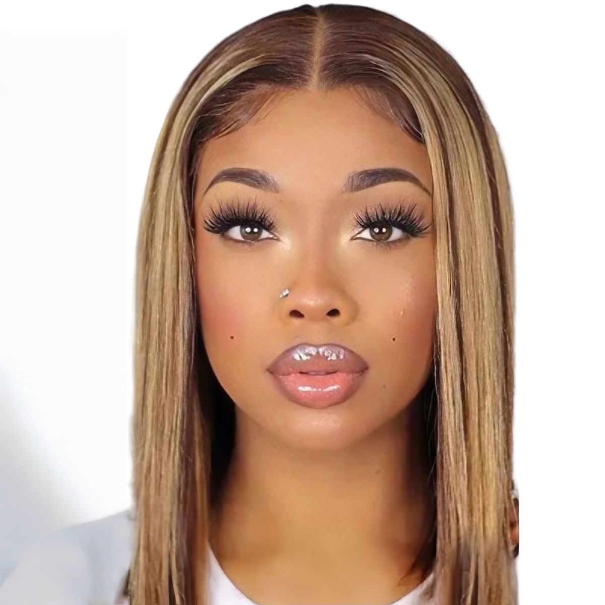 Marigold 12-inch Piano Full Frontal Straight Wig Human Hair Natural Colour