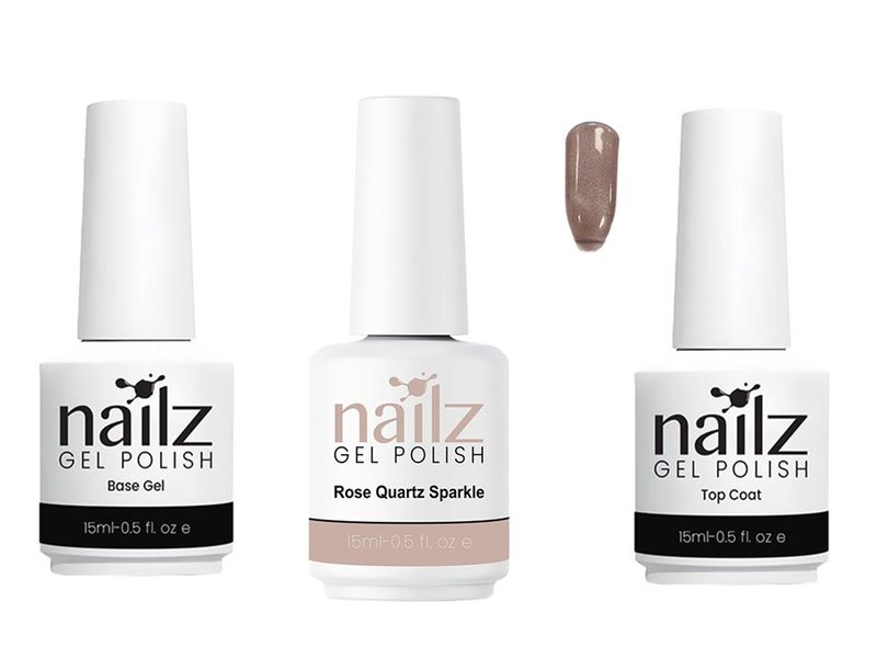 NAILZ Gel Polish Magnetic Cat Eye-Rose Quartz Sparkle +Top Coat+ Base Gel