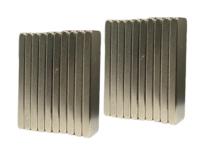 N38 Neodymium Block Magnets - 25mm x 7.6mm x 2mm - Pack of 10