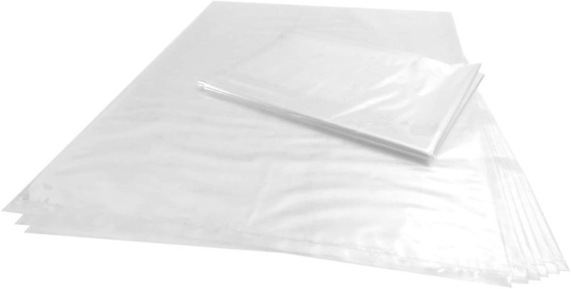 Clear Plastic Flat Open Poly Bags 35 x 85 (50 Micron Pack of 100)