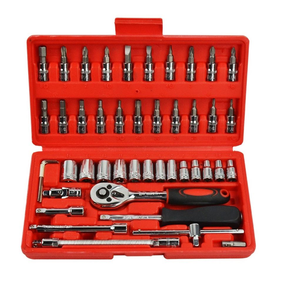 46-Piece Ratchet Wrench Auto Repair Tool Set with Socket Wrenches